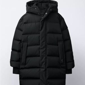 ZARA Boys Black Long Down Puffer Coat | 50% Down | SOLD OUT | Size 8-9 | NTW
